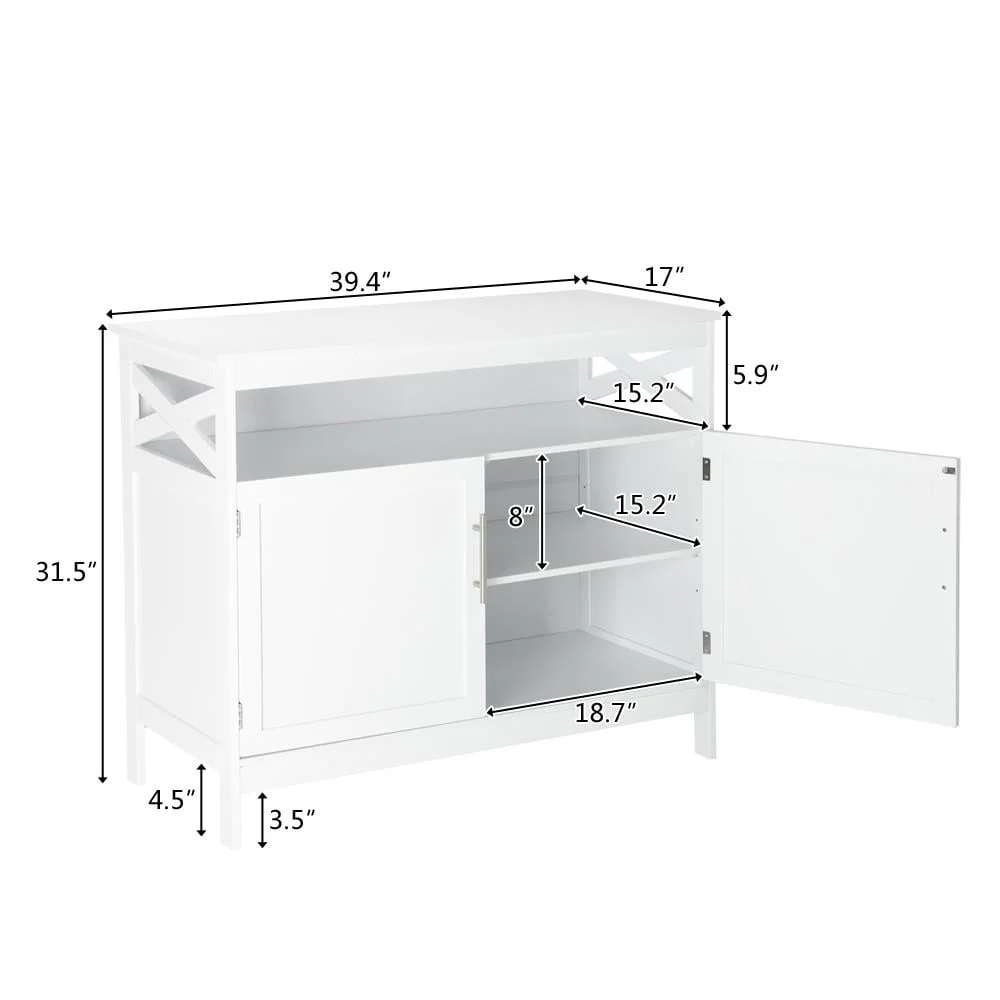 Ktaxon Kitchen Storage Sideboard Dining Buffet Server Cabinet Cupboard, Free Standing Storage Chest Cabinets and Shelf, White