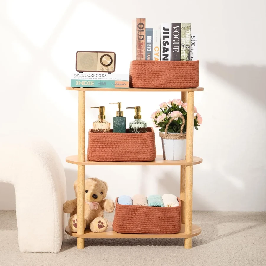 Allways Plaza Small Storage Baskets For Organizing Closet Organizer Bins Shelf Toy Basket Woven Rope Baskets Cube Decorative Box Shallow Basket