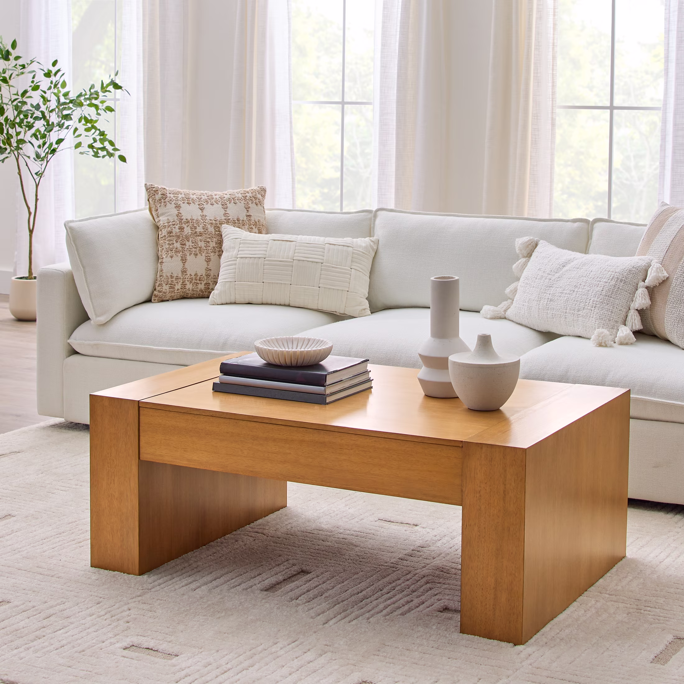 Better Homes & Gardens Ezra Oversized Coffee Table, Walnut
