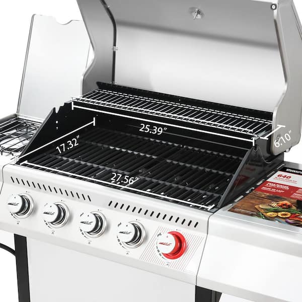 5-Burner Propane Gas Grill in Stainless Steel with Sear Burner and Side Burner
