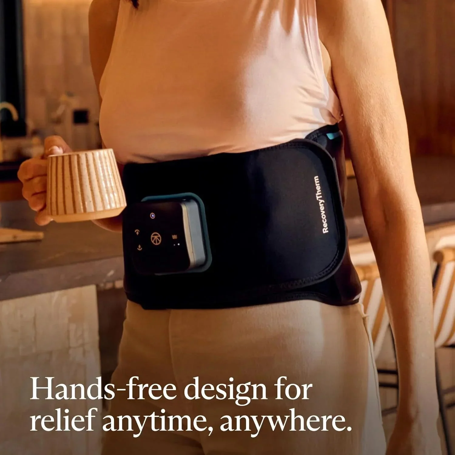 RecoveryTherm Back - Hot Vibration Back and Core Wrap for Athletes - Advanced Hot Vibration for Pain Relief Wrap with Cryothermal Technology - One Size Fits All