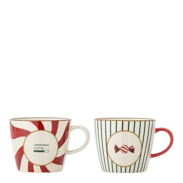 Yule krus 38 cl 2 stk natur/julemotiv