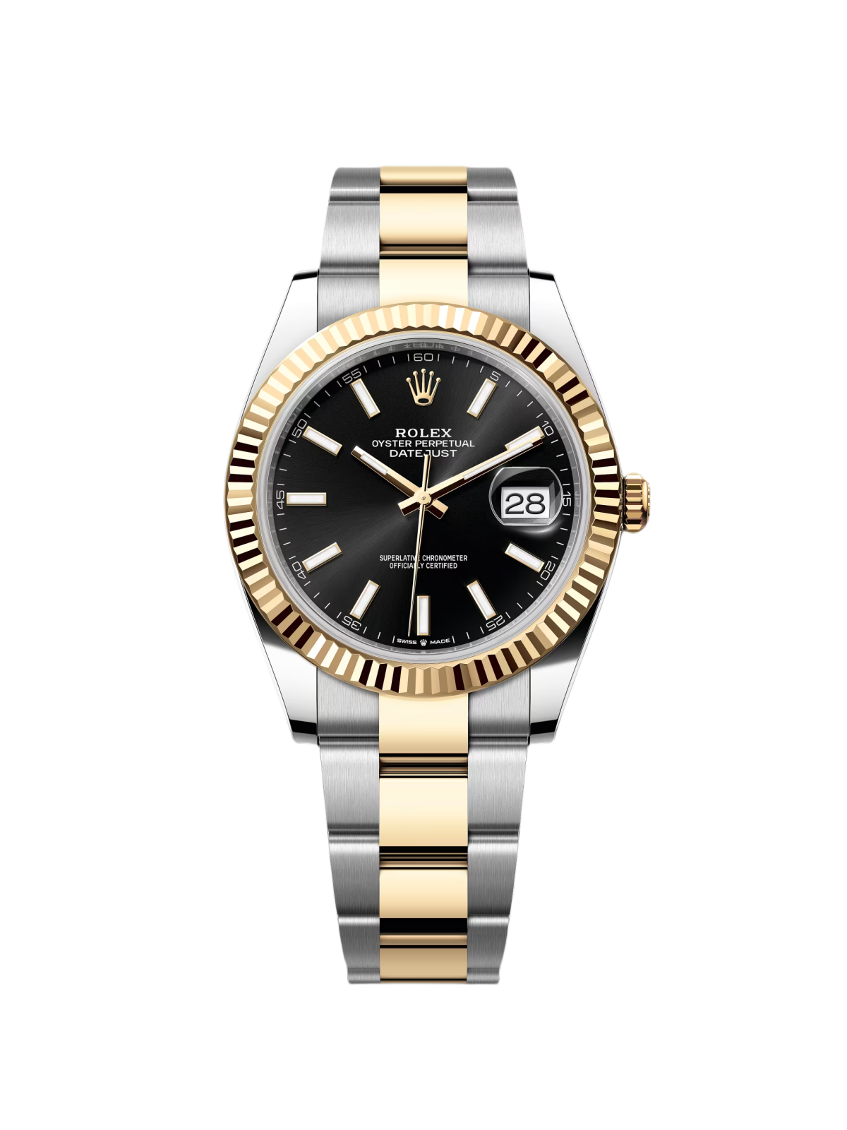 【Super Clone】RLX  Datejust 41mm Two-Tone Yellow Gold Fluted Bezel Black Index Dial Jubilee - 126333