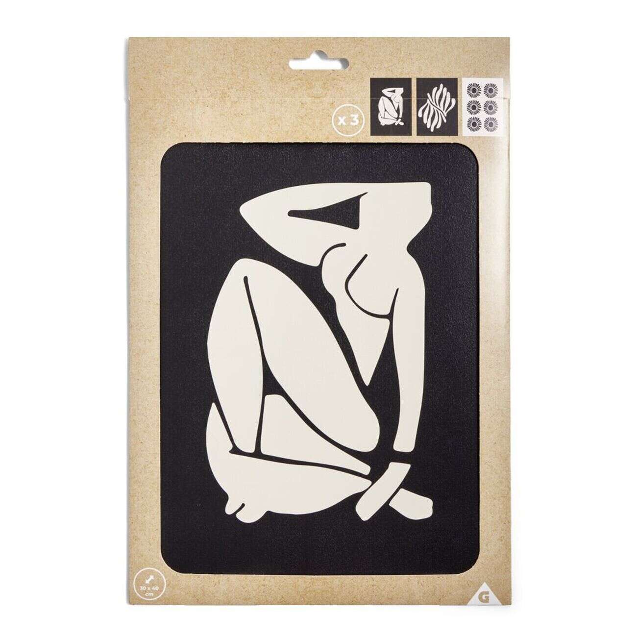 Affiche papier x3 thème contemporain noir et beige 30x40cm