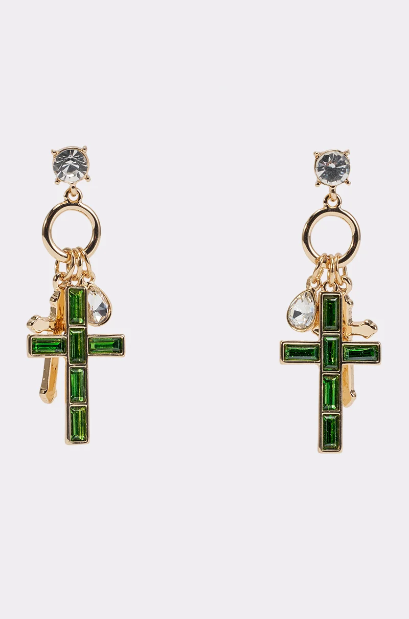 REGAL CROSS CHARM EARRINGS - Akira Store
