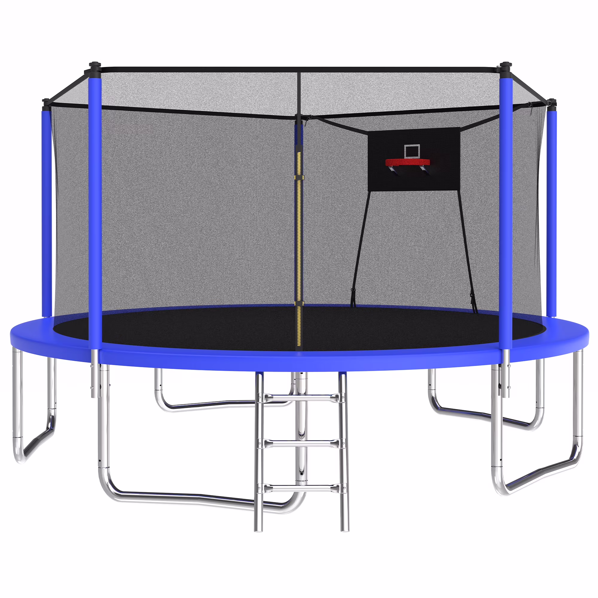 14ft Trampoline with Basketball Hoop,Outdoor Trampoline with with Enclosure Net,Blue(Blue)