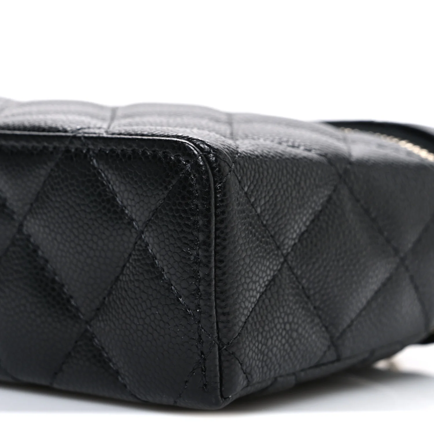 Caviar Quilted Top Handle Slim Vanity With Chain Black