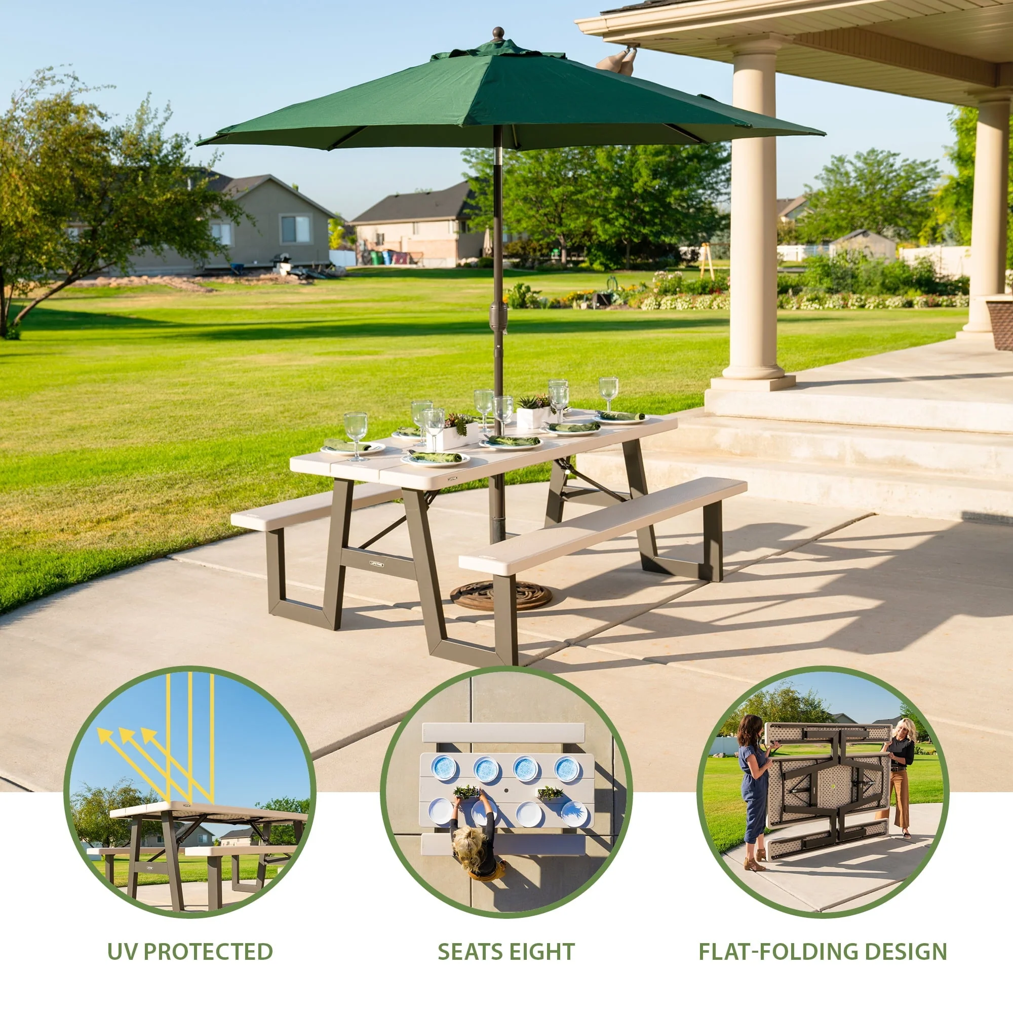 Lifetime 6 Foot W Frame Desert Sand HDPE Folding Picnic Table (60364) Image 4