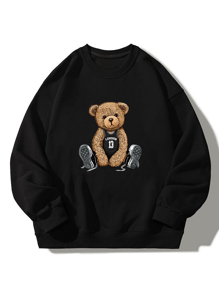 Sweat-shirt décontracté à imprimé ours londonien