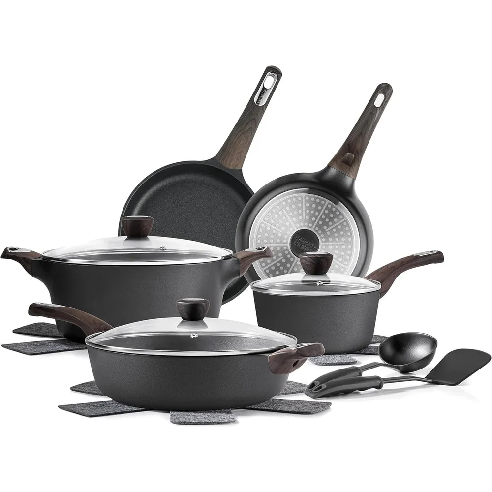 Cookware Sets, Pots and Pans Set Non Stick, 14-PIECE Induction Cookware, Non Toxic Healthy Non Stick Kitchen Cooking Set, with Frying Pans…