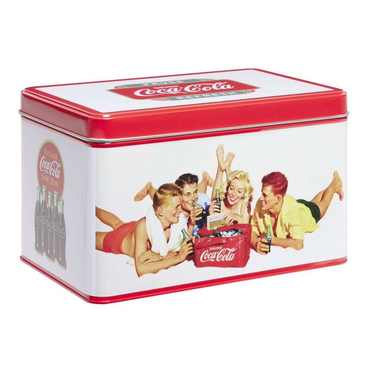 Boîte alimentaire Coca Cola rectangulaire métal 22x13xH13,5cm (2 modèles)