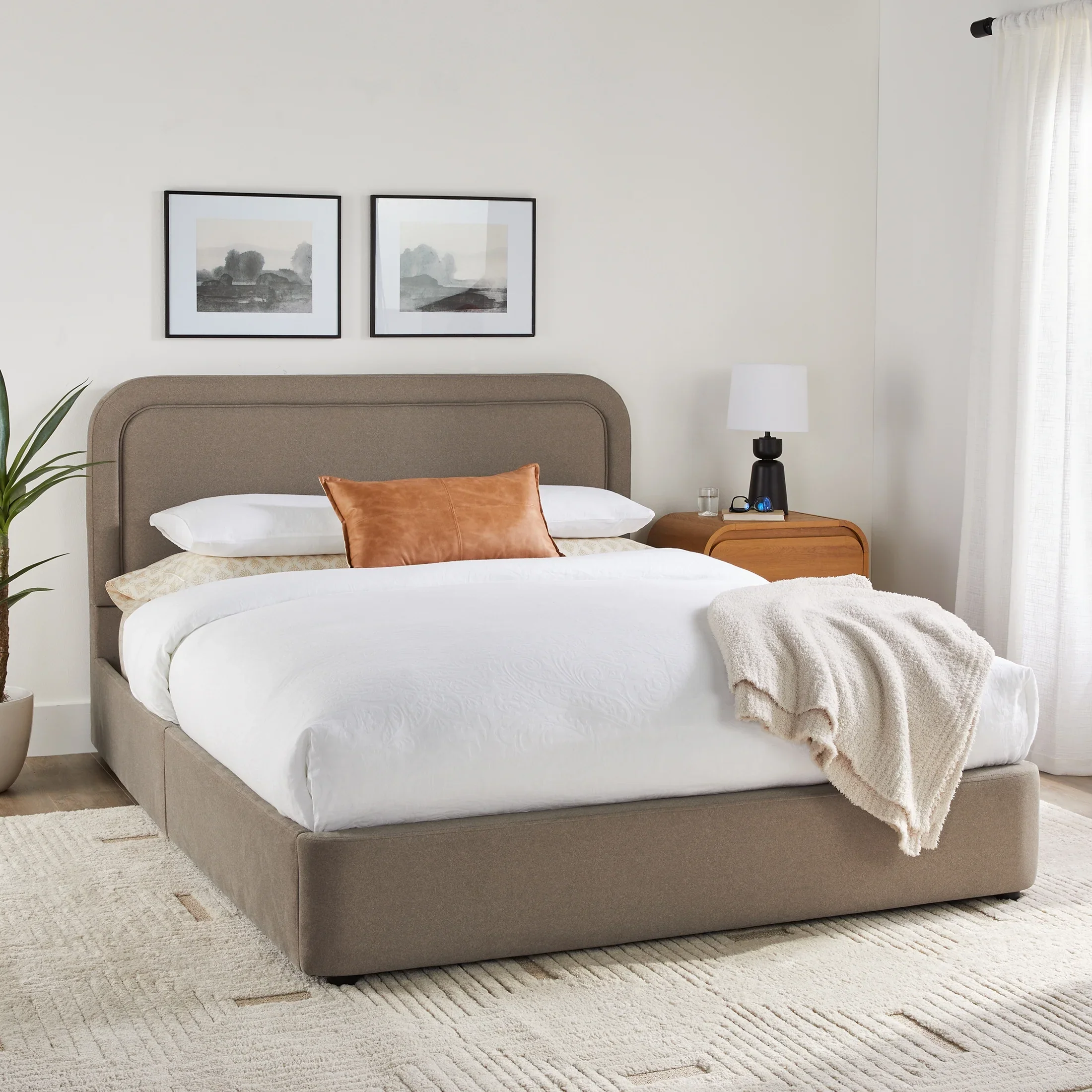Better Homes & Gardens Juliet King Boucle Platform Bed, Ivory