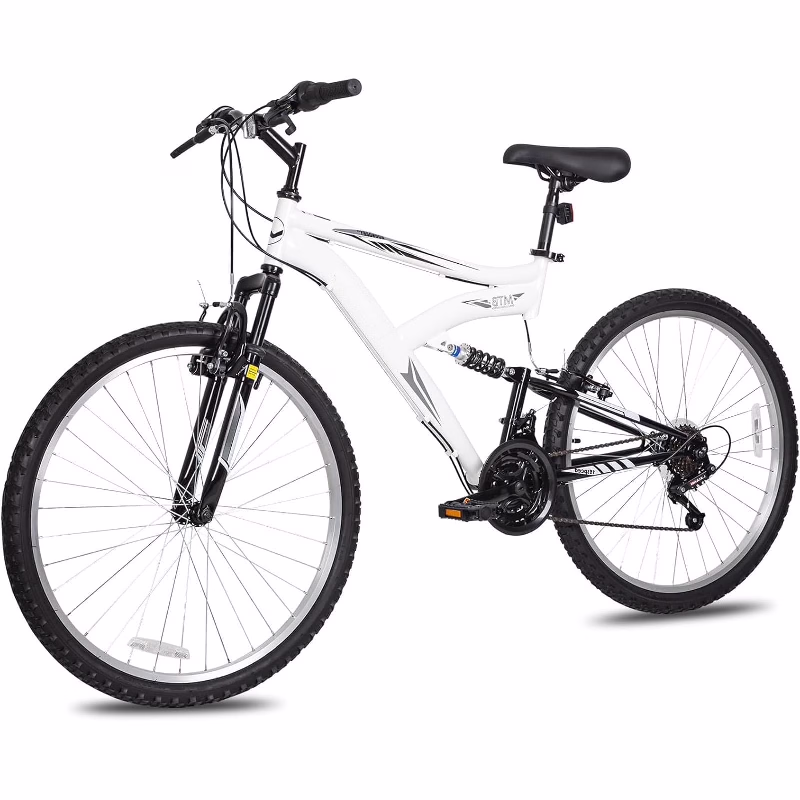 Hykolity 26 inch Mountain Bike MTB Outdoor Bicycle Cycling 18 Speed Trail Sport Off-Road Bikes Full Suspension for Adult Men Unisex White