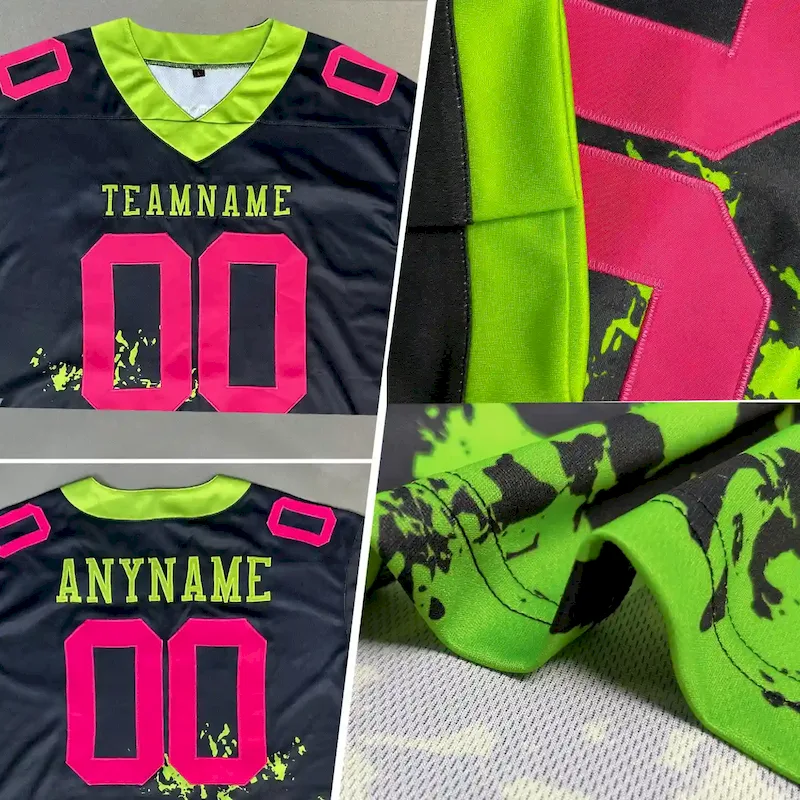 Custom Pink Black 3D Pattern Flamingo Mesh Authentic rugby jersey