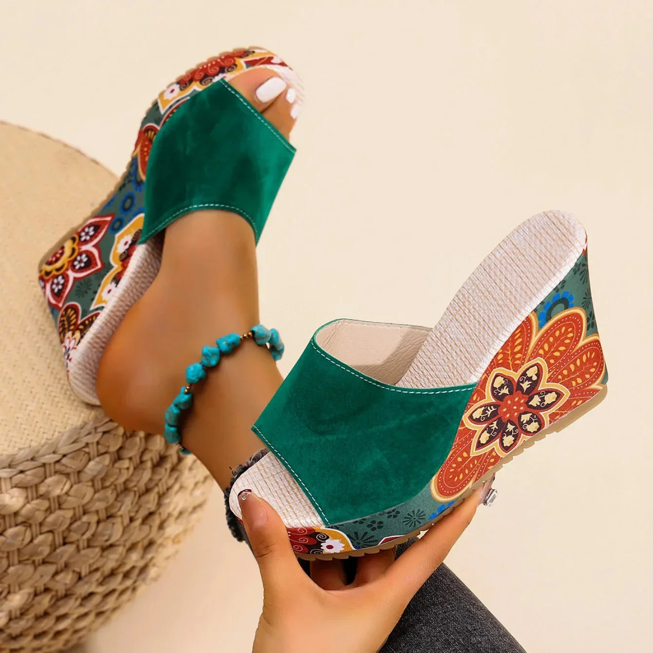 Joelle | Mules Sculpturales À Talon Fleuri