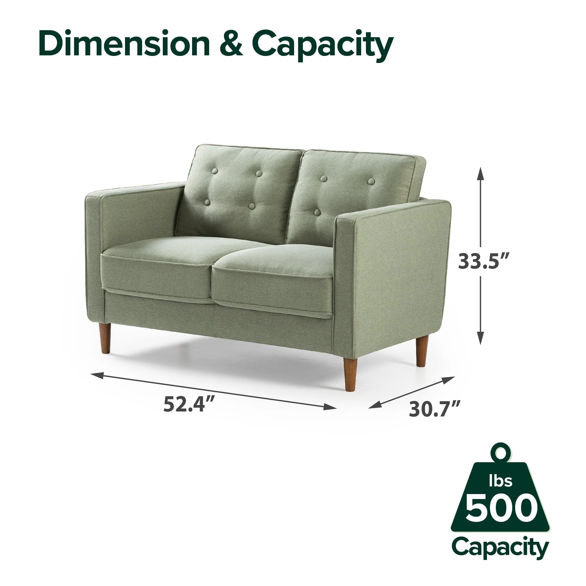 Lauren 2-Seater Loveseat, Pear Green - Image 10