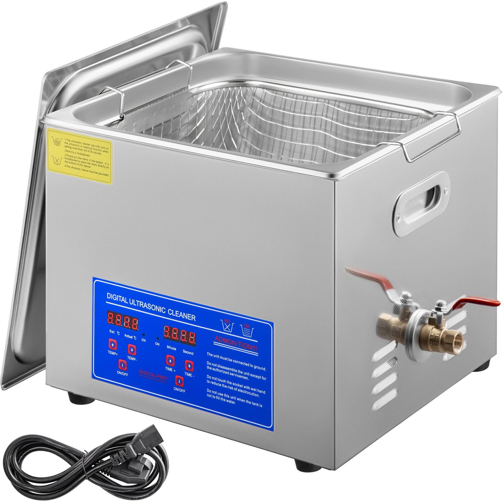 VEVOR 15L Digital Ultrasonic Cleaner Kit Ultra Sonic Bath Timer Jewellery Cleaning