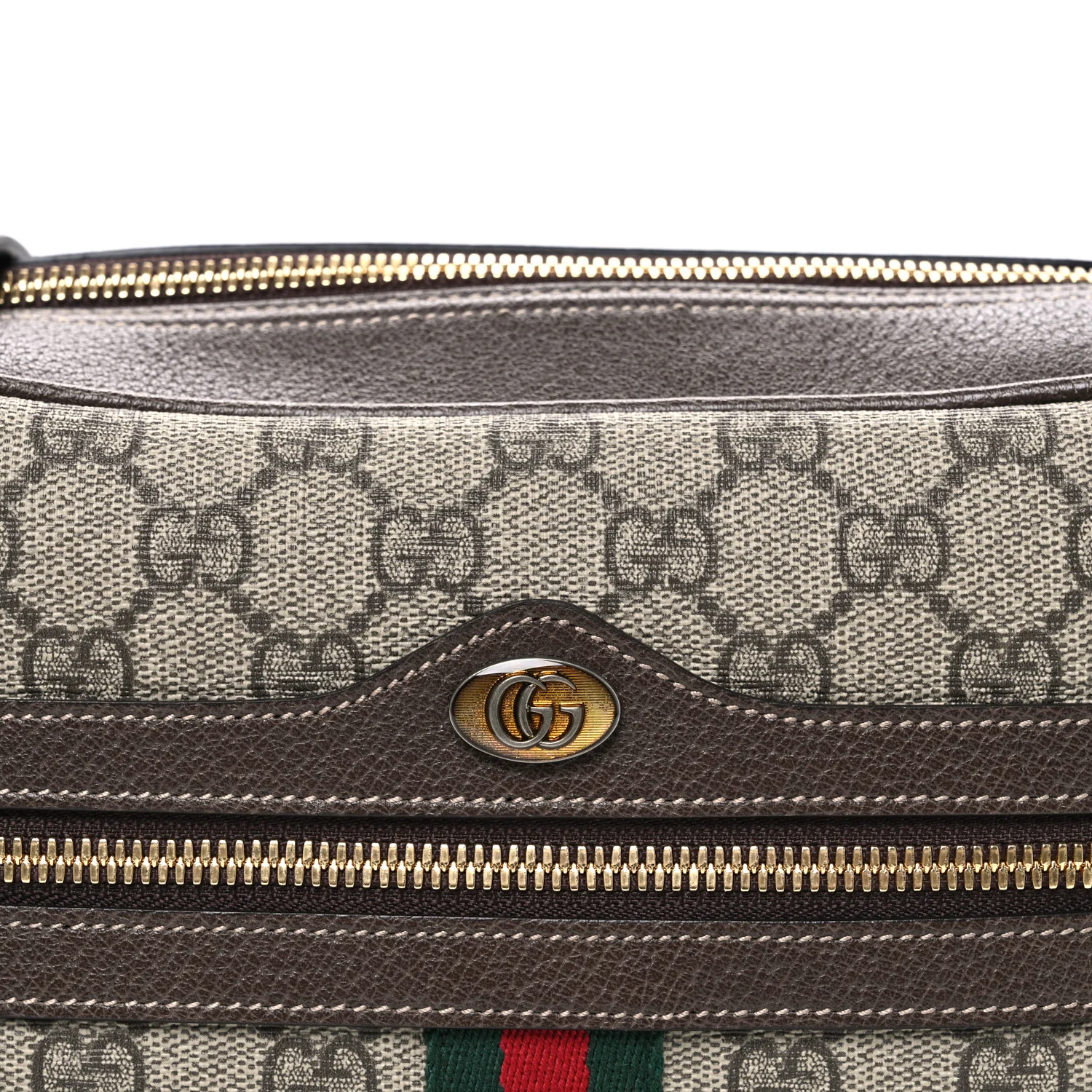 GG Supreme Monogram Web Small Ophidia Shoulder Bag Brown