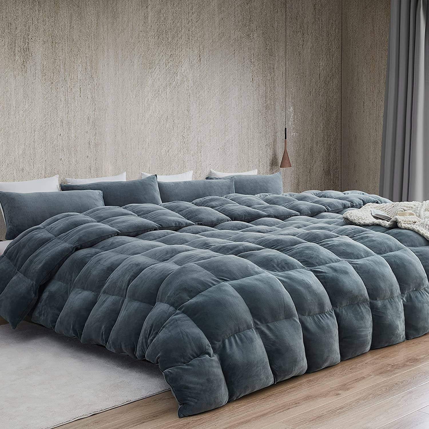 Wow He Thick Coma Inducer Heavy Oversized Comforter Set Byourbed Size: Full Comforter, Color: Moss Gray