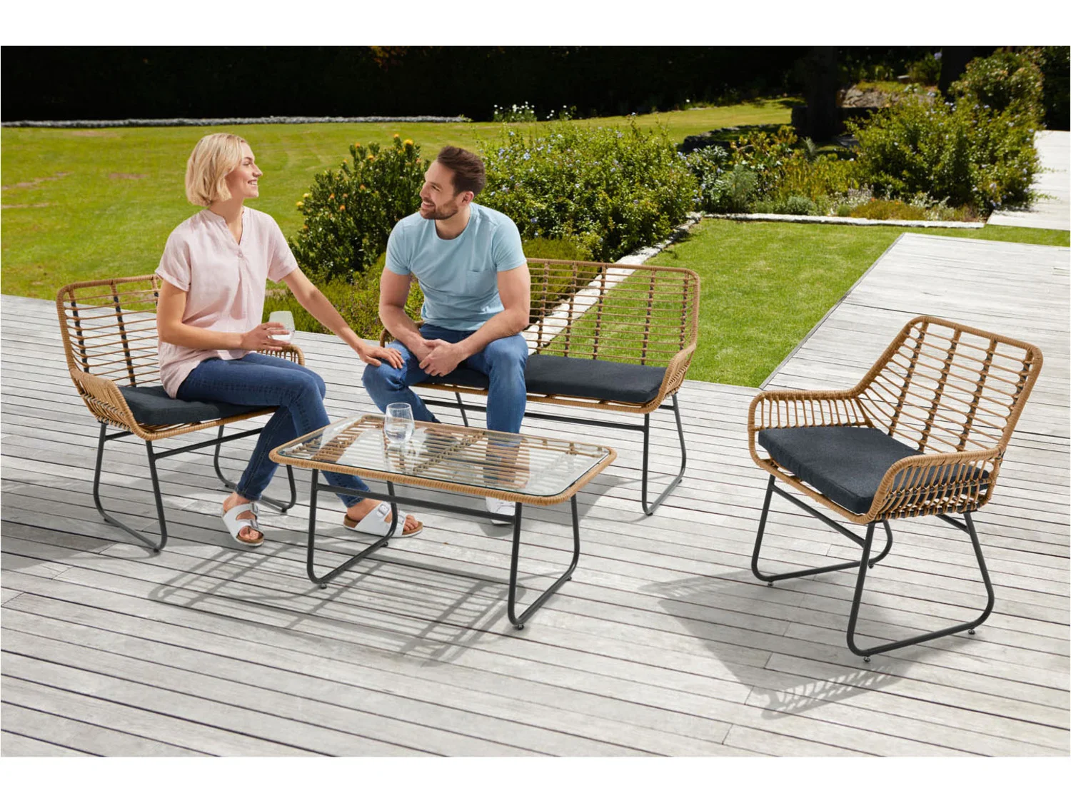 LIVARNO home Salon de jardin Rope, 4 pices