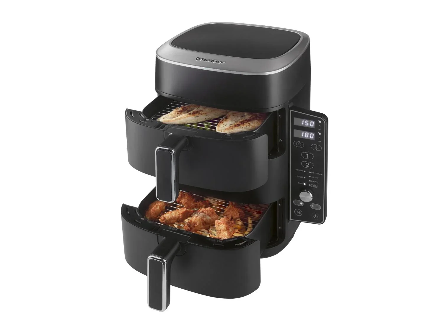 SILVERCREST Friteuse  air chaud 2 zones superposes, 9,5 l