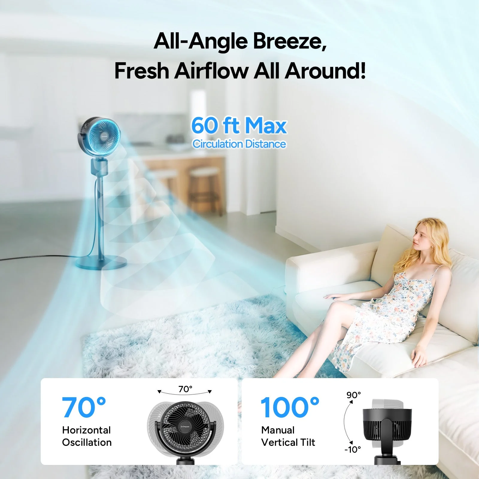 Oscillating Standing Fan with Misting Kit