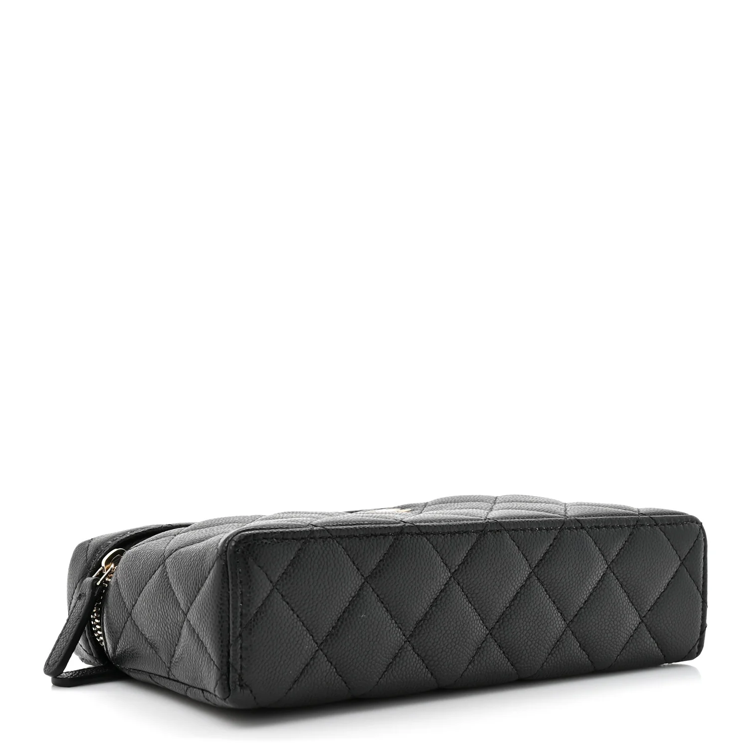Caviar Quilted Top Handle Slim Vanity With Chain Black