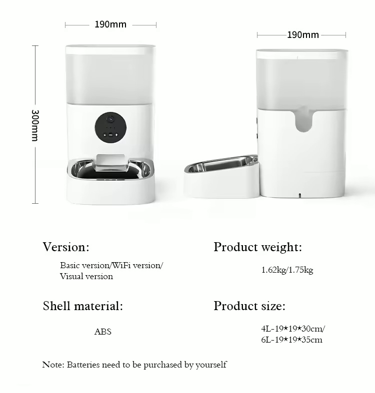 Automatic Portable Battery-Powered Comedero Inteligente Button Control Timed Food Dispenser Voice Recording for Cats