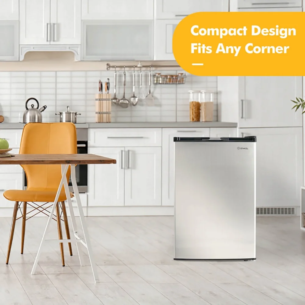 3 Cubic Feet Compact Upright Freezer with Stainless Steel Door, Compact Refrigerator for Dorm, Office, Bedroom - Image 10