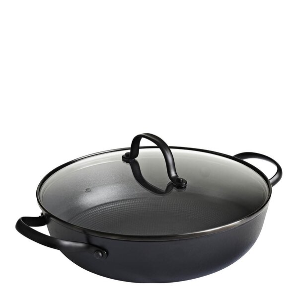 Støpejernskasserolle med Honeycomb keramisk belegg og glasslokk 26 cm