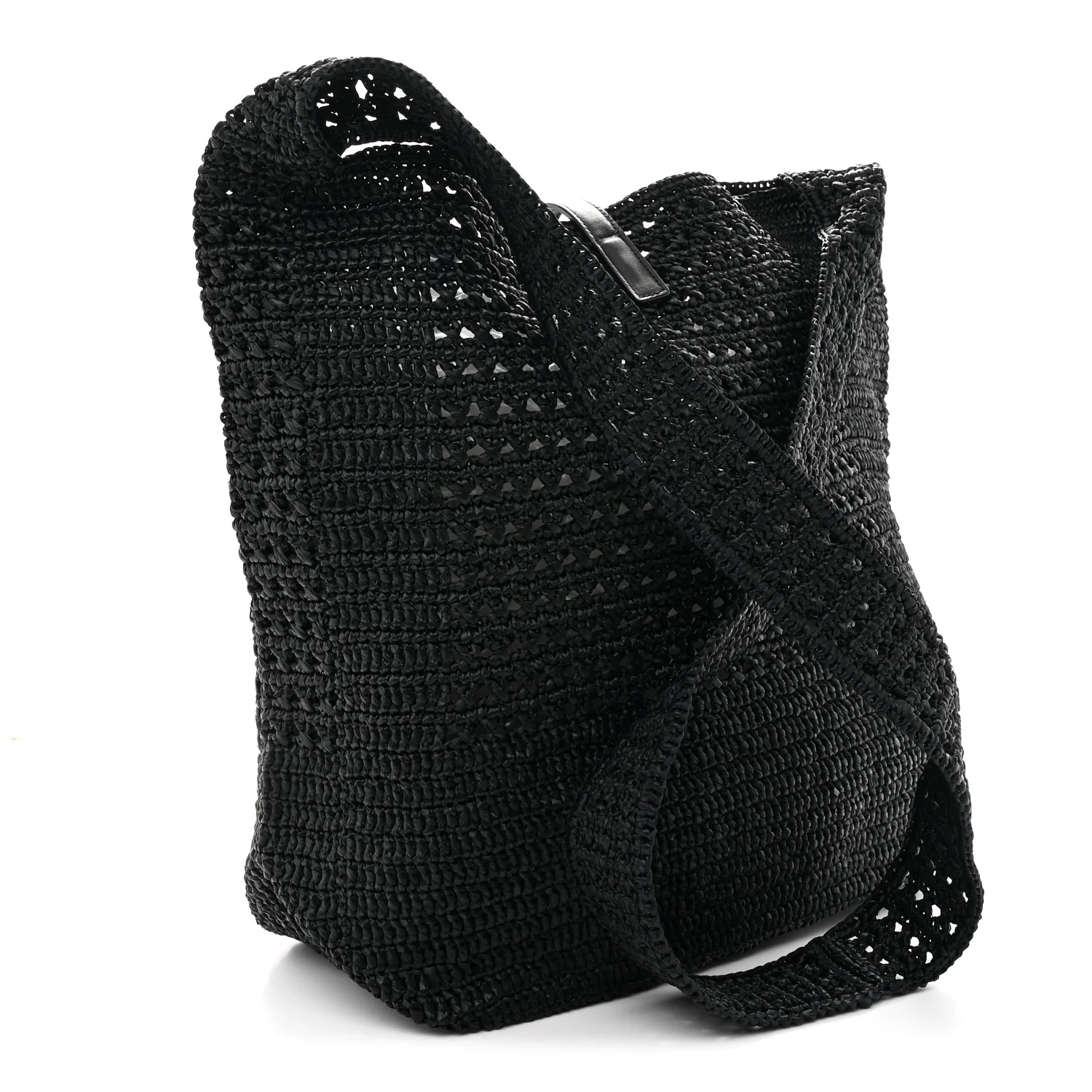 Raffia Monogram Le 5 A 7 Medium Tote Black