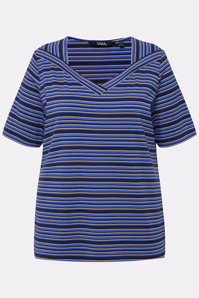 Mixed Stripe Short Sleeve V-Neck Tee