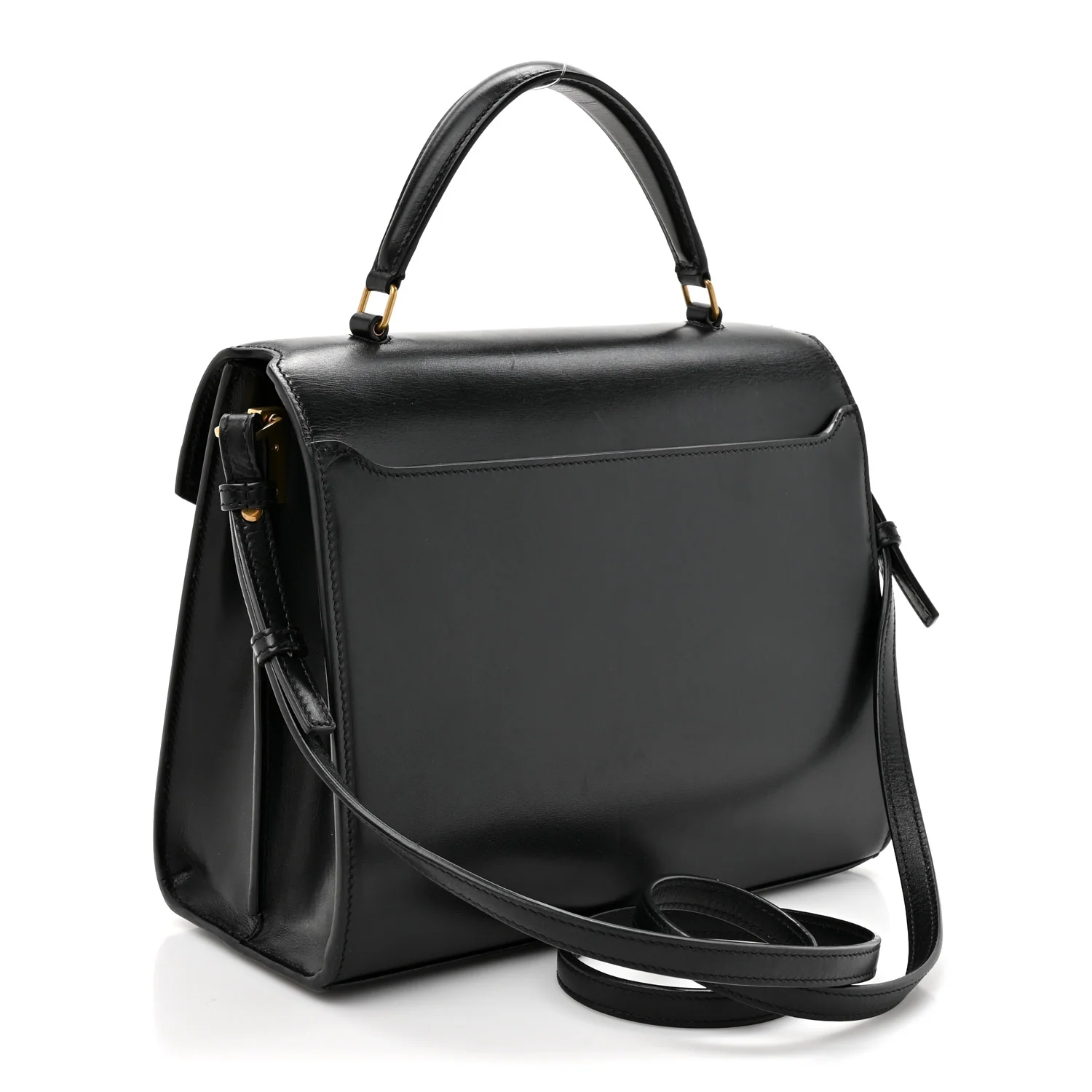 Smooth Calfskin Medium Classic Monogram Cassandra Top Handle Black