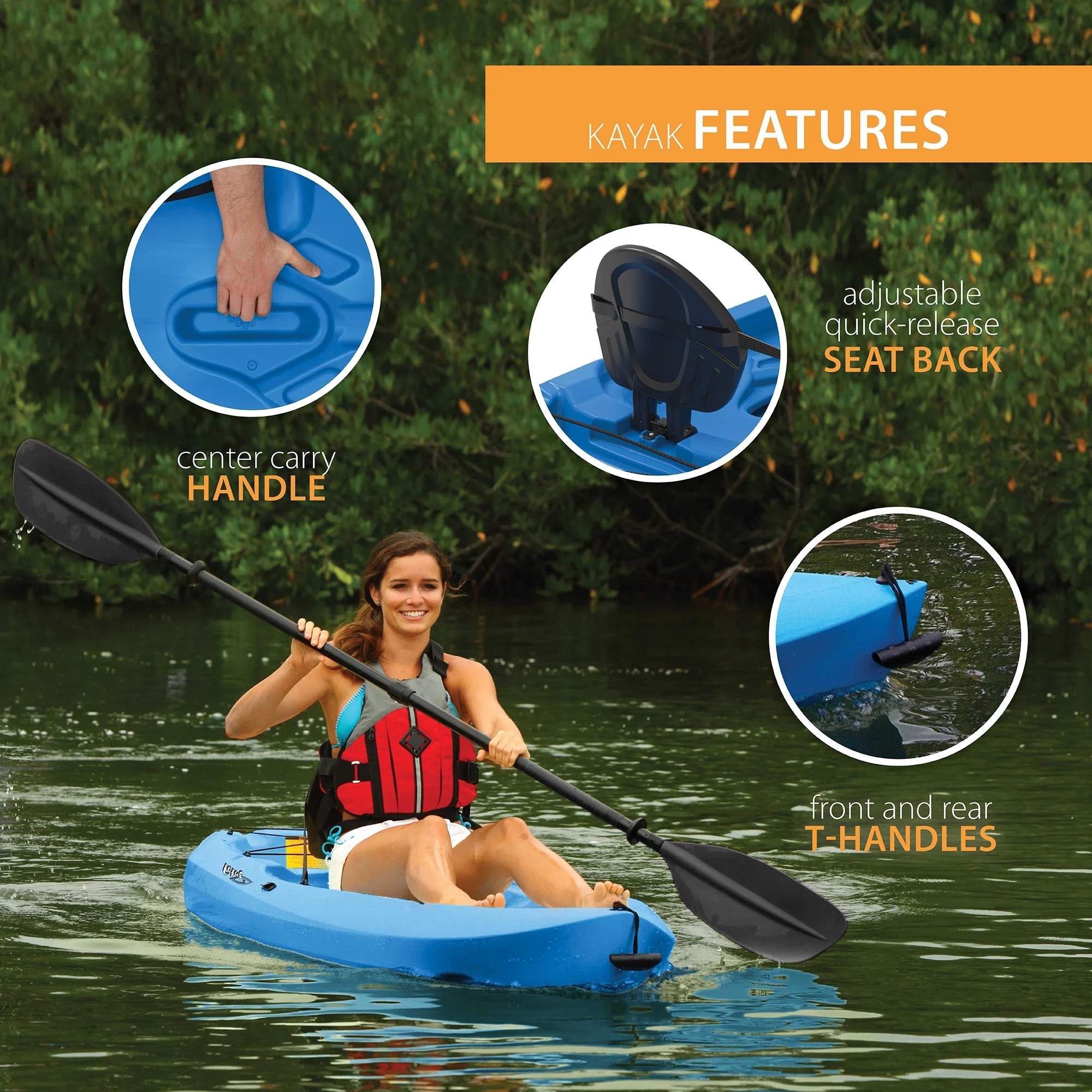 Lifetime Lotus 8 Ft Sit - on - Top Kayak, Blue (90112)