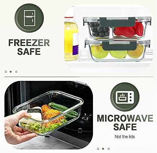 KOMUEE 10 Packs 30 oz Glass Meal Prep Containers with Lids