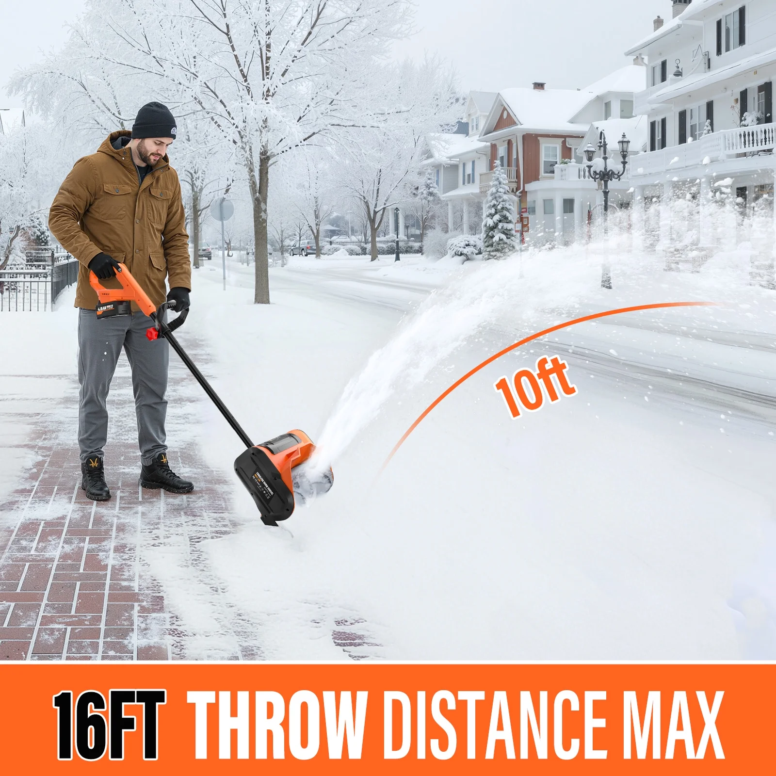 20V Cordless Electric Snow Shovel, 10-Inch Battery Powered Snow Shovel with 4.0Ah Charger, Lightweight for Decks, Patios, and Walkways - Image 7