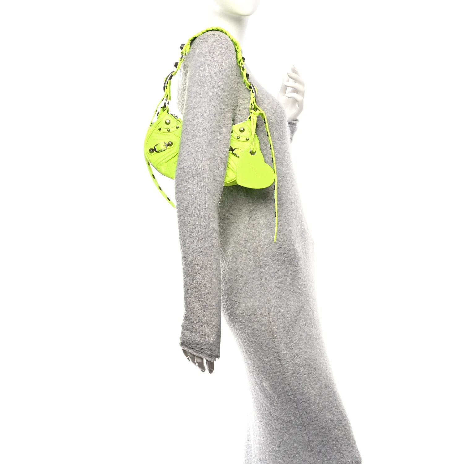 Agneau Arena Le Cagole Shoulder Bag XS Fluo Yellow