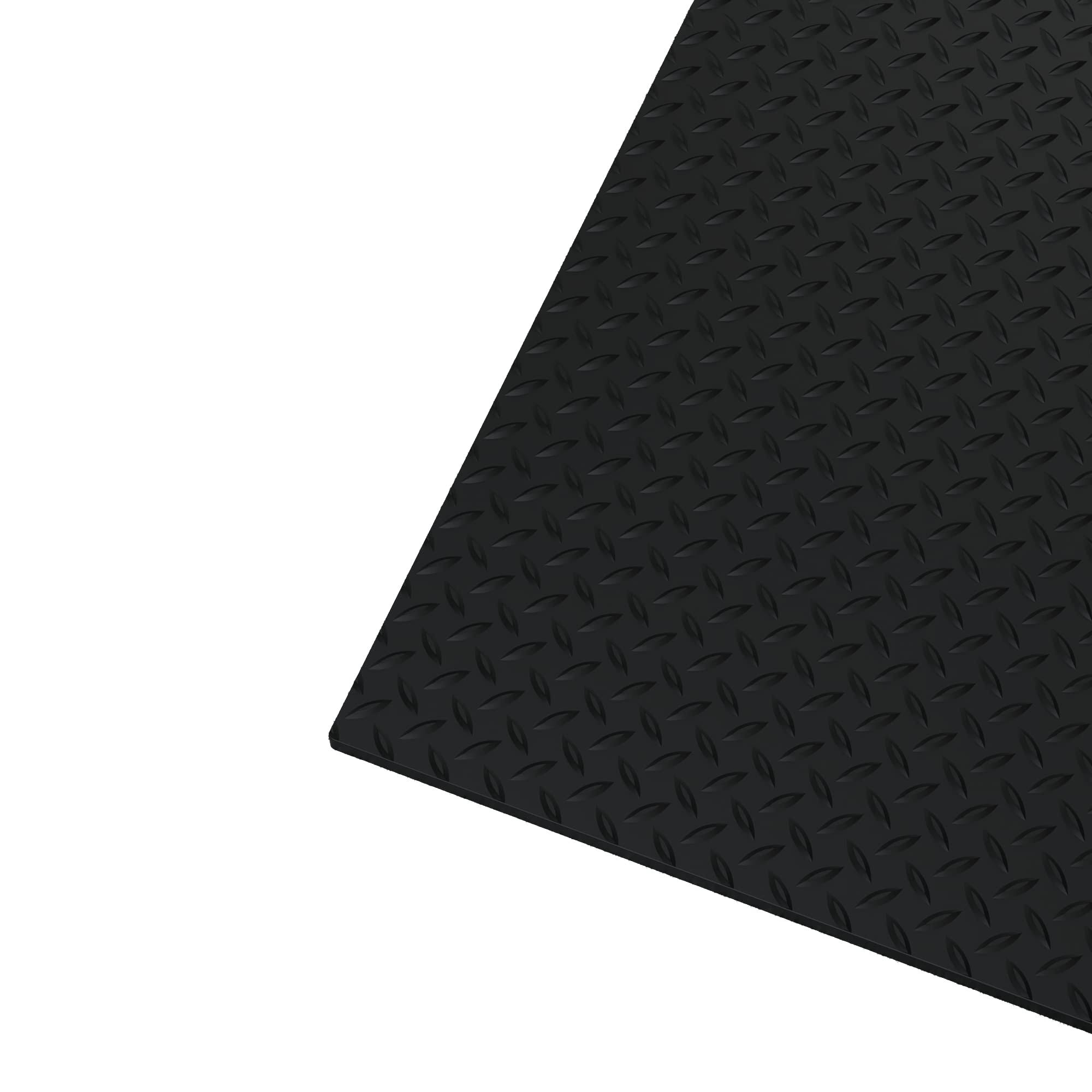 WorkForce Black 24 in. x 8 ft. Vinyl Diamond Plate Commercial Grade Matting