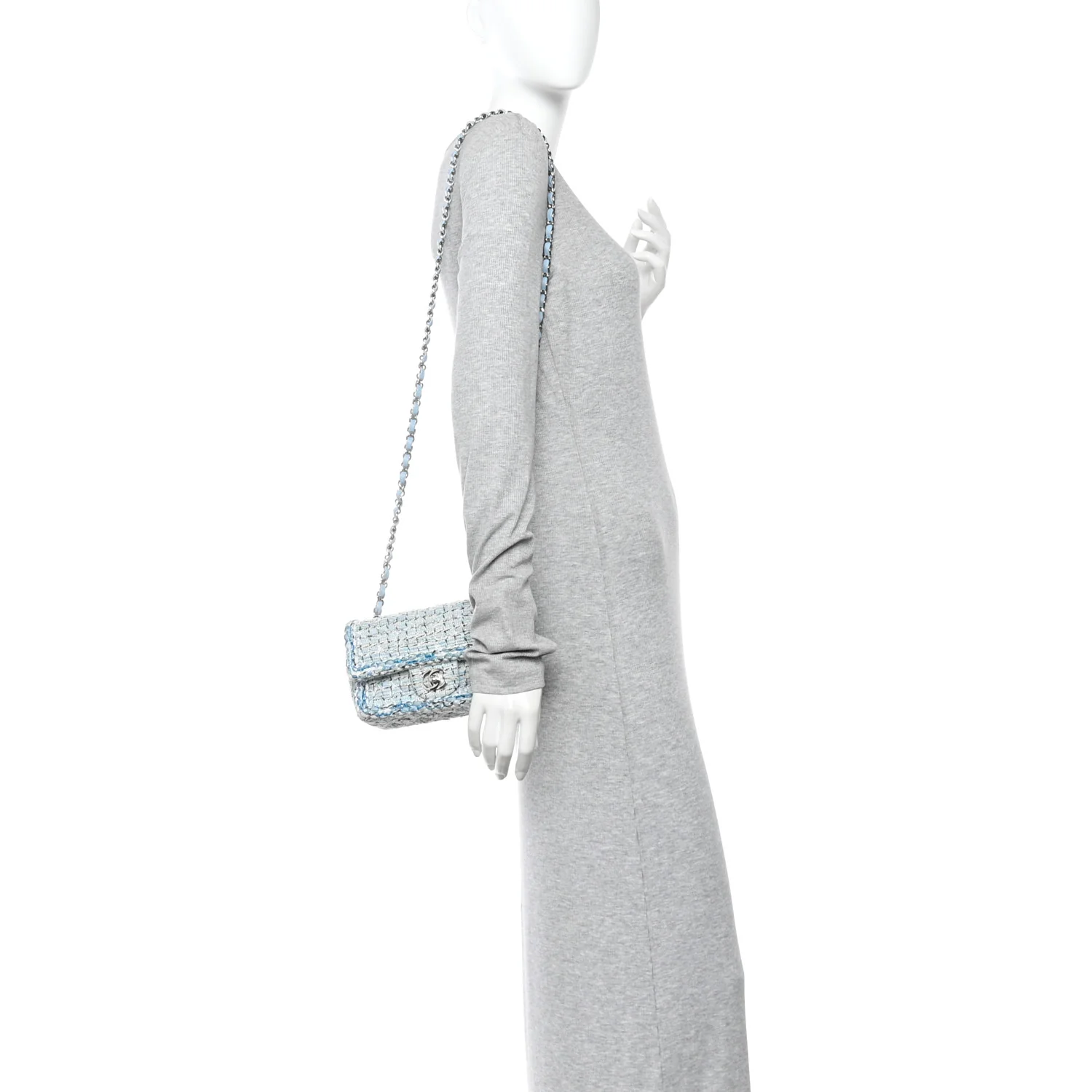 Tweed Braid Mini Flap Blue White Navy