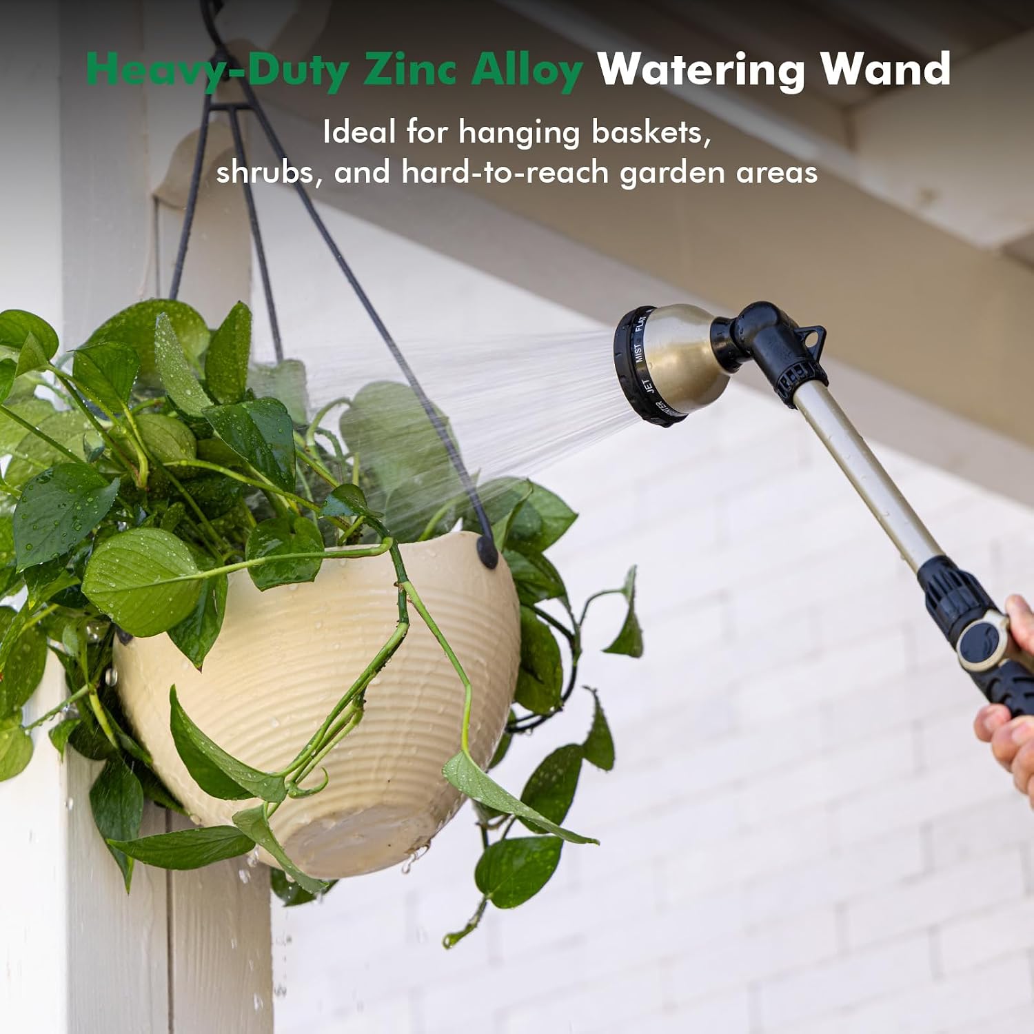 RESTMO Heavy Duty Watering Wand, Metal Garden Hose Nozzle Sprayer