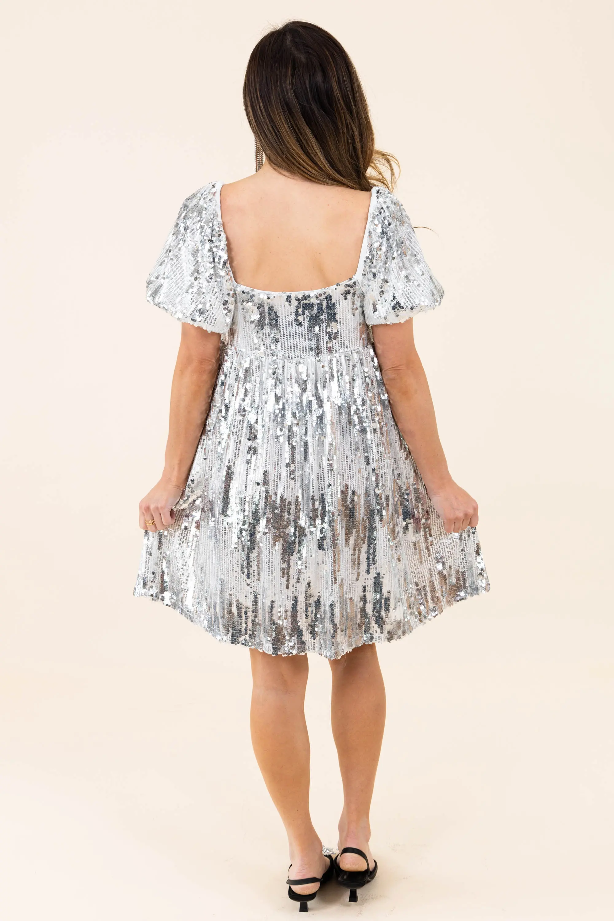 Is It Over Now Sequin Babydoll Dress