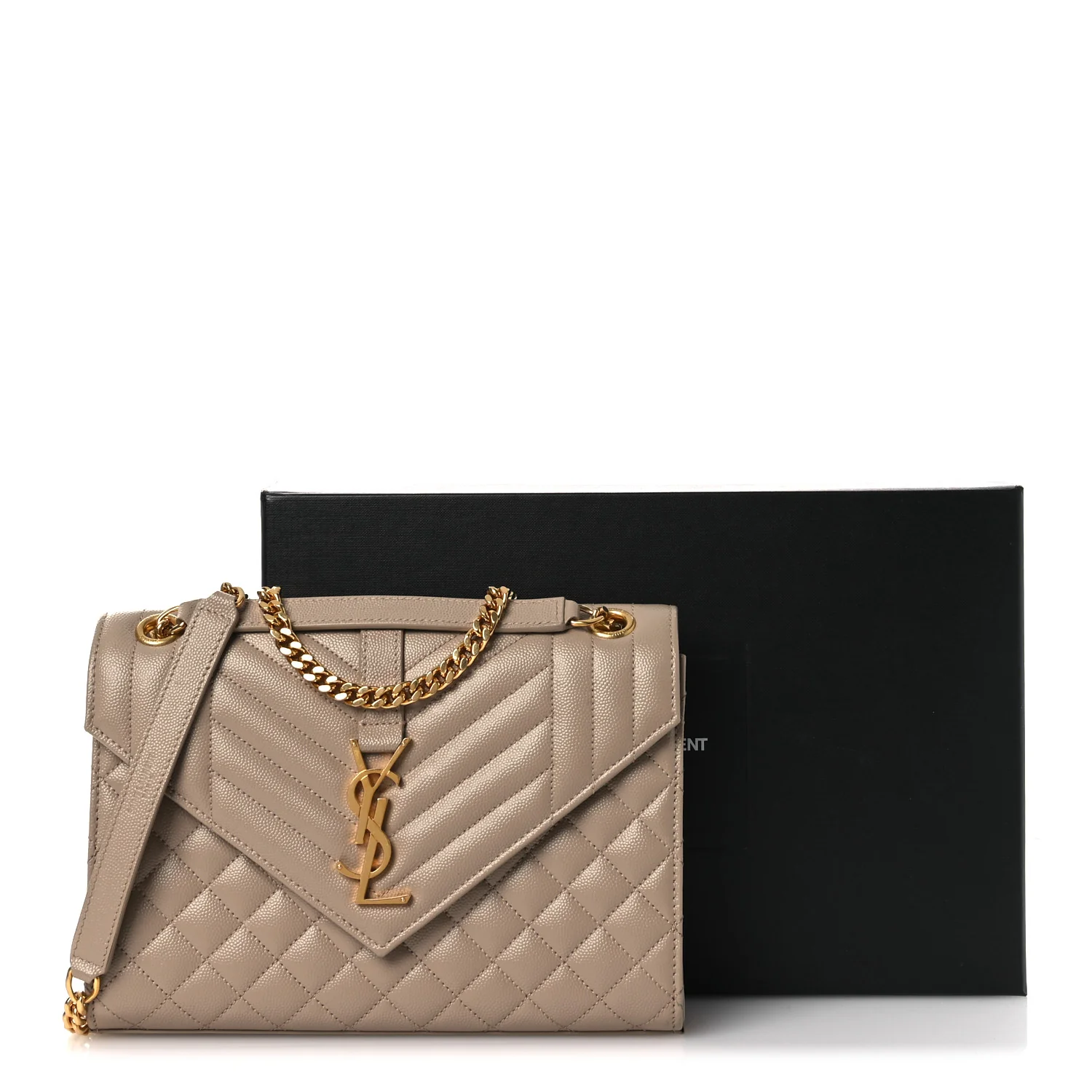 Grain De Poudre Textured Mixed Matelasse Medium Triquilt Monogram Satchel Dark Beige