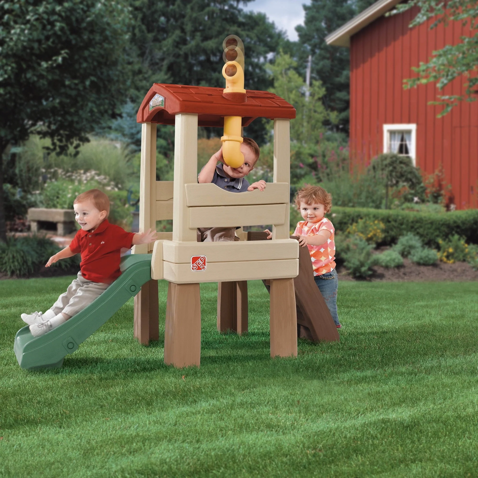 Step2 Naturally Playful Lookout Treehouse Toddler Climber with Slide Image 2