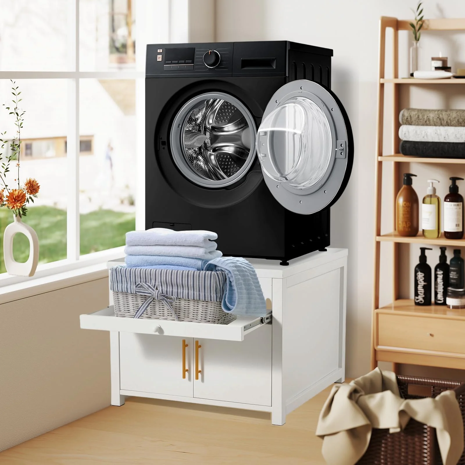 AECOJOY 2 Pack Laundry Pedestal, 700 LBS Capacity Washer Dryer Pedestal (Beige)