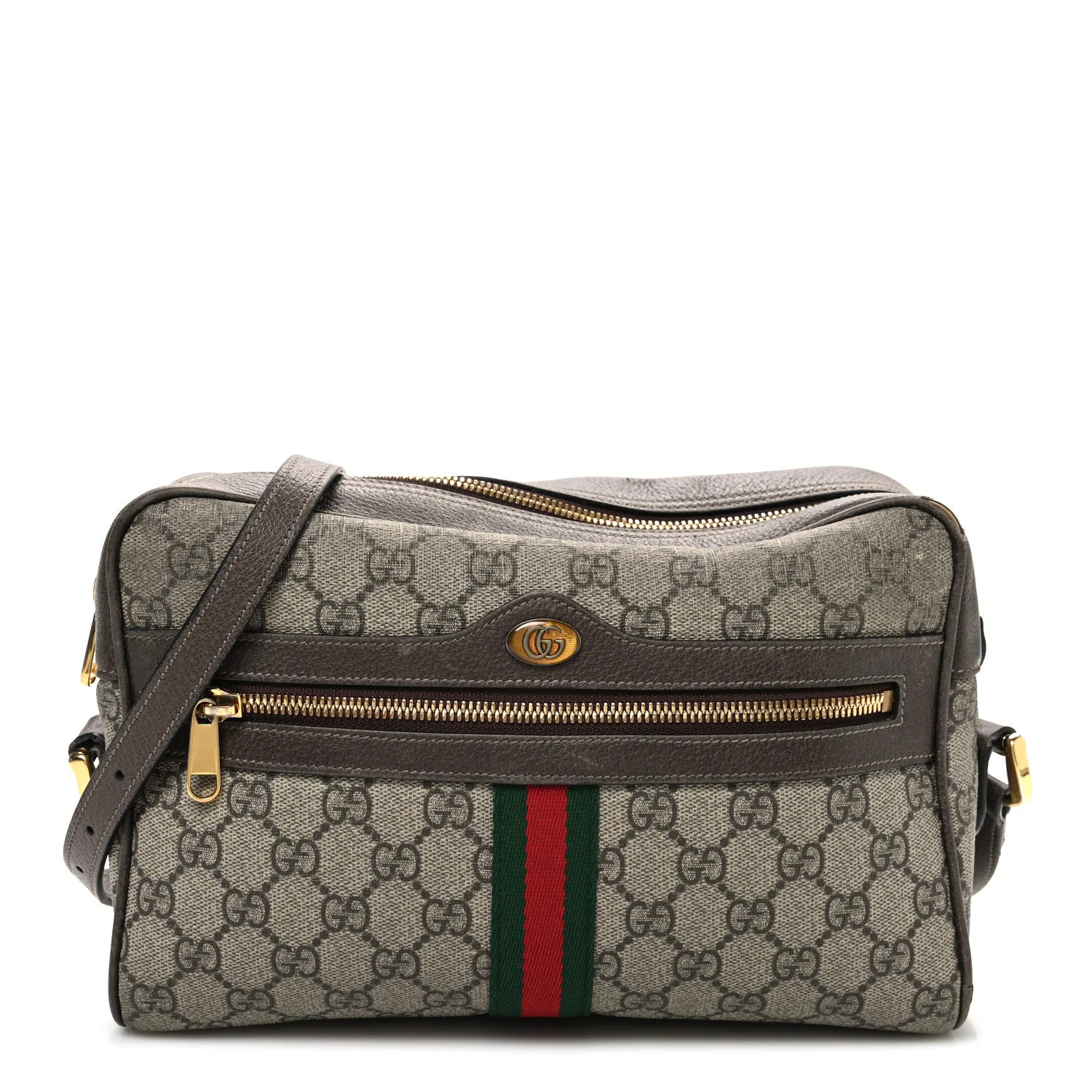GG Supreme Monogram Web Small Ophidia Shoulder Bag Brown