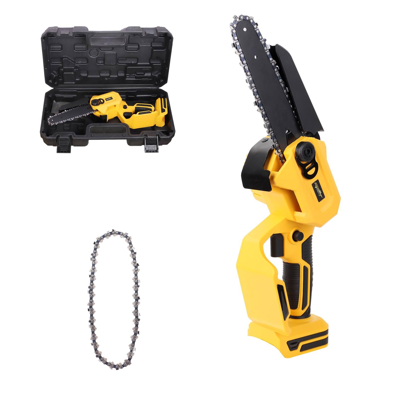 Mellif Cordless Power Chainsaw, for 20V Max Lithium Battery 6-Inch Hand-Held Mini Pruning Saw with Brushless Motor & Replacement Chain