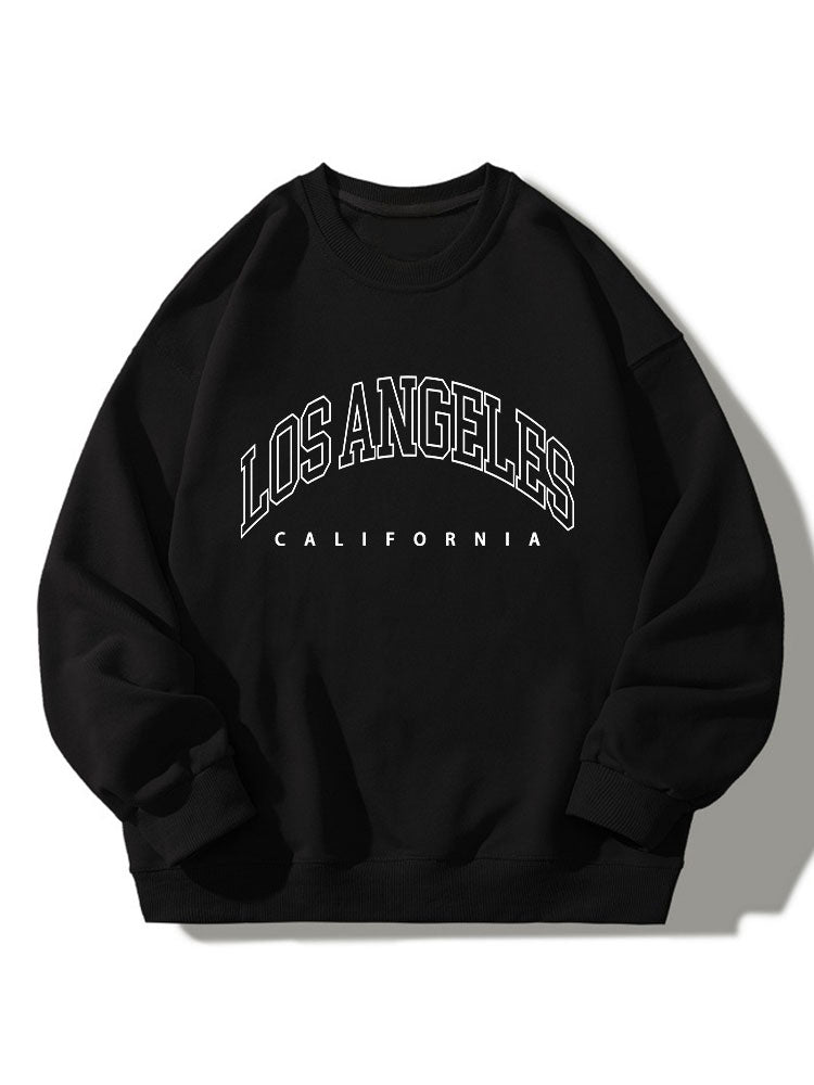 Sweat-shirt décontracté à col rond imprimé Los Angeles