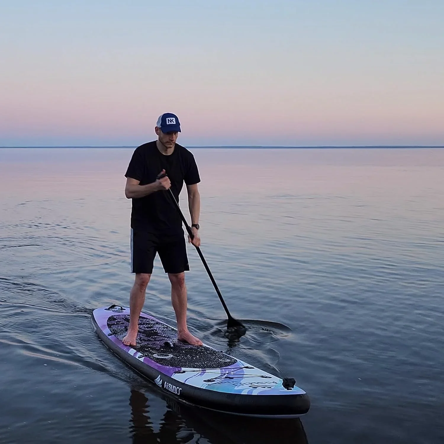 Planche de SUP gonflable large avec sac de transport, pompe à main et sac étanche de 10 L