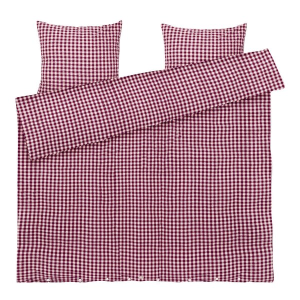 Bæk&Bølge krepp sengetøy 220x220 cm plomme/rosa