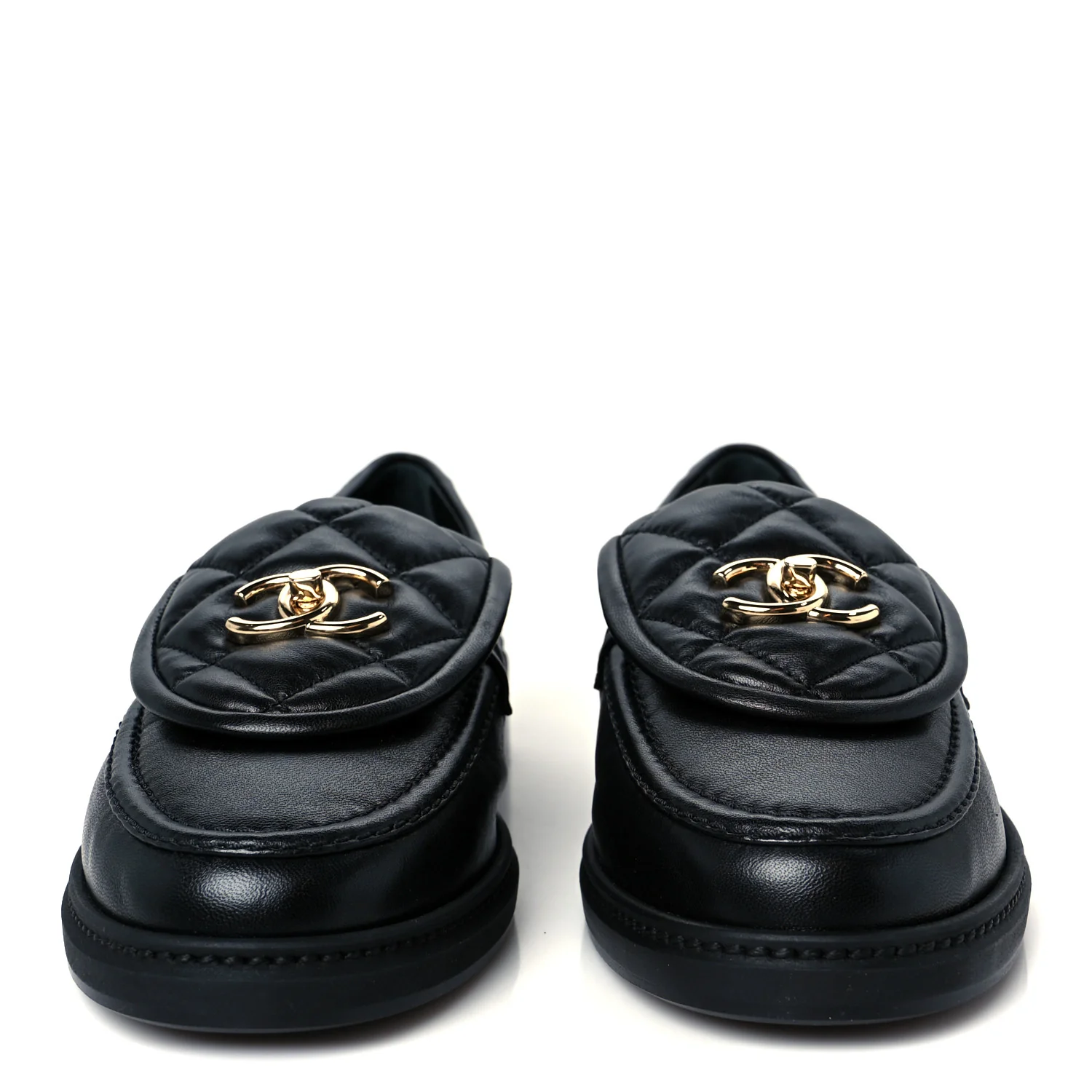 Lambskin Quilted CC Turnlock Loafers 39.5 Black